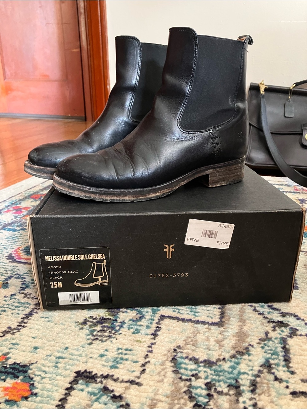 Frye Black Melissa Double Sole Chelsea Boots
